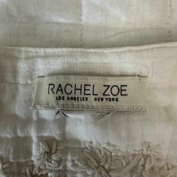 RACHEL ZOE Womens Tunic *Large Gauzy Embroidered Keyhole Neckline Bohemian - Picture 6 of 10